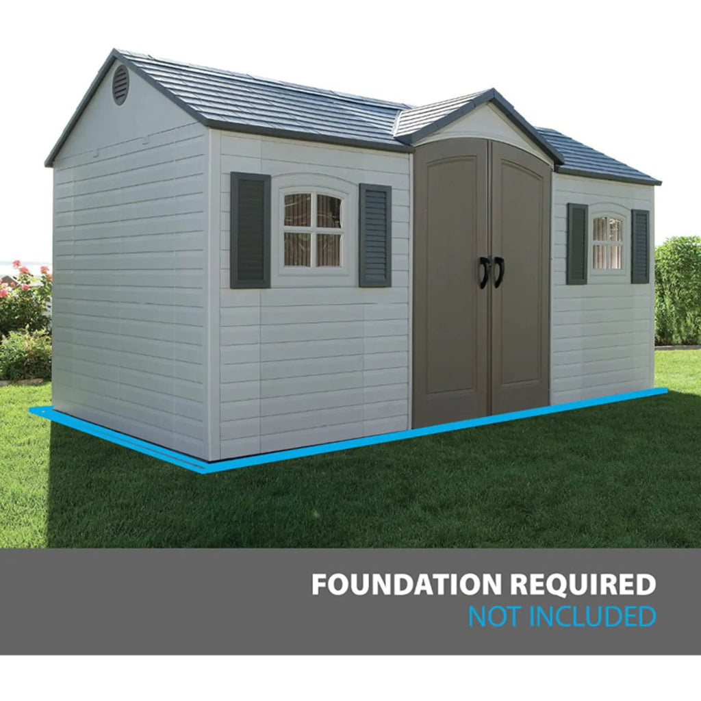 Lifetime 15 Ft. x 8 Ft. High-Density Polyethylene Outdoor Storage Shed with Steel-Reinforced Construction